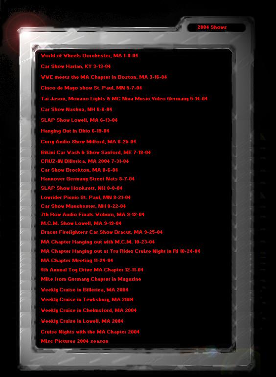 The 2004 show season was a record setting year for Eternal Rollerz C.C.