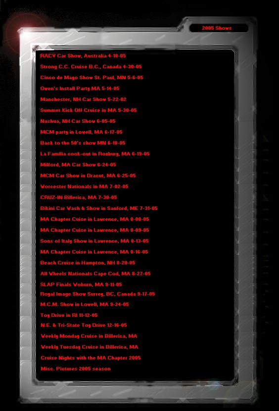 The 2005 show season was another record setting year for Eternal Rollerz C.C.